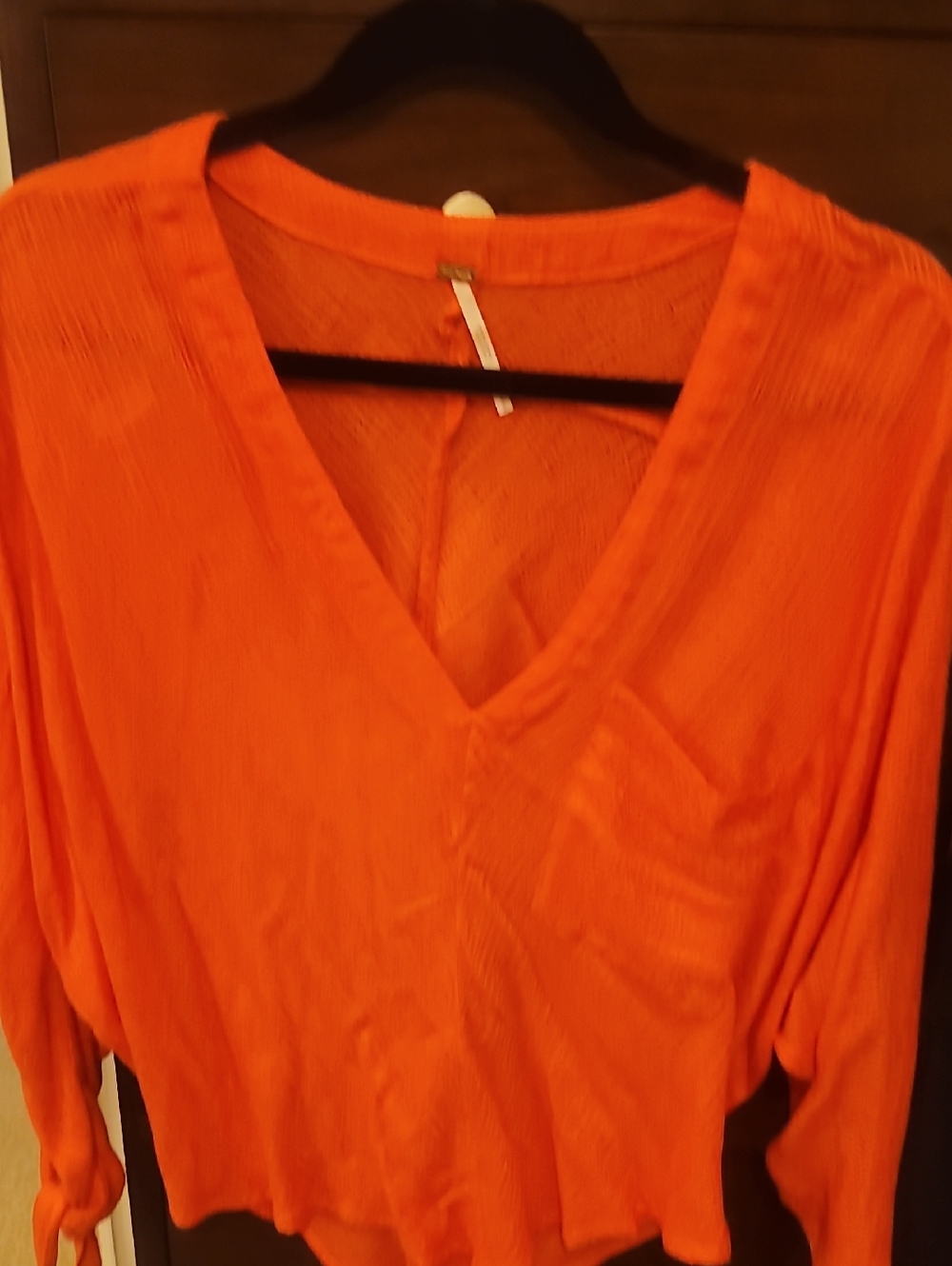 NWOT Free People V-Neck Long Sleeve Tunic in Bright Coral